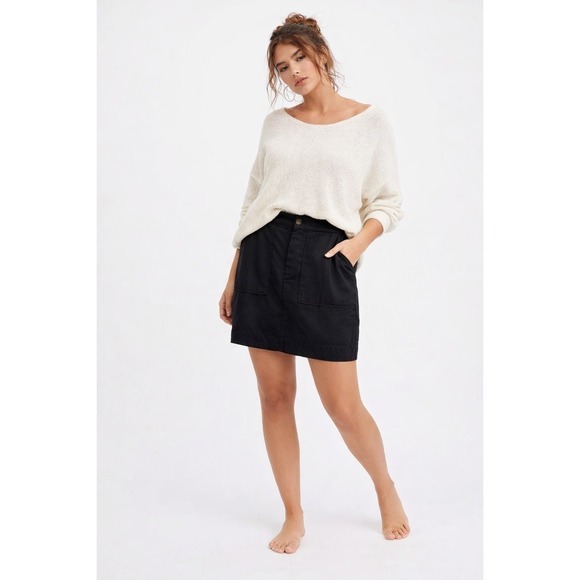 Loft Patch Pocket Mini Shift Skirt Black Size M Nwt